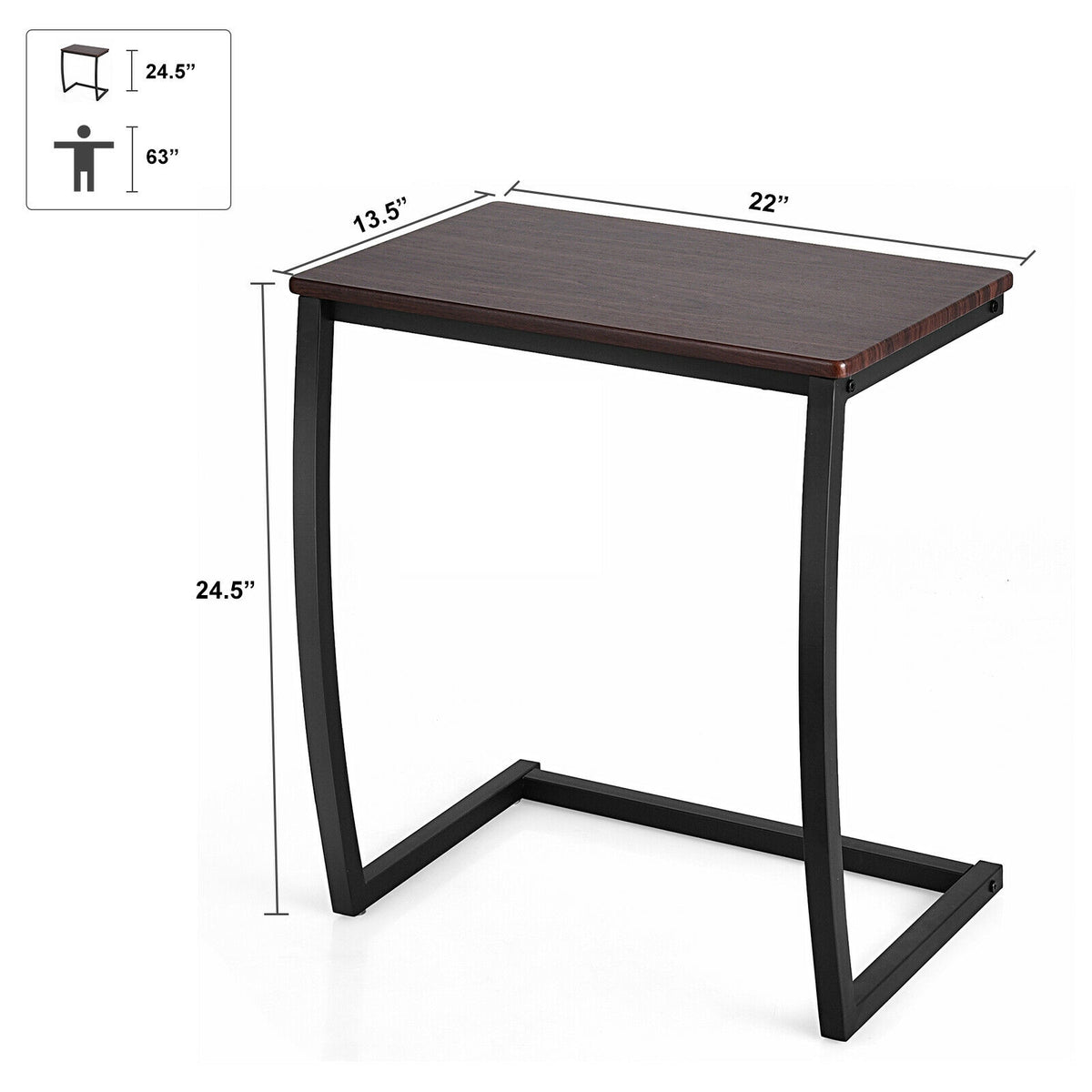 C-Shaped Sofa Side Table - Coffee