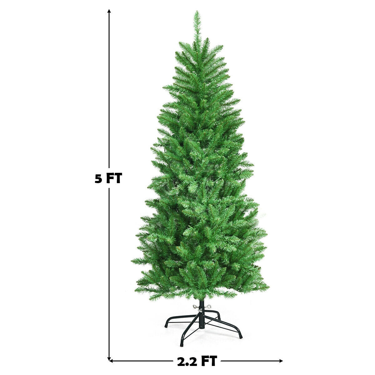 5 ft PVC Hinged Pre-lit Artificial Fir Christmas Tree with 150 Lights