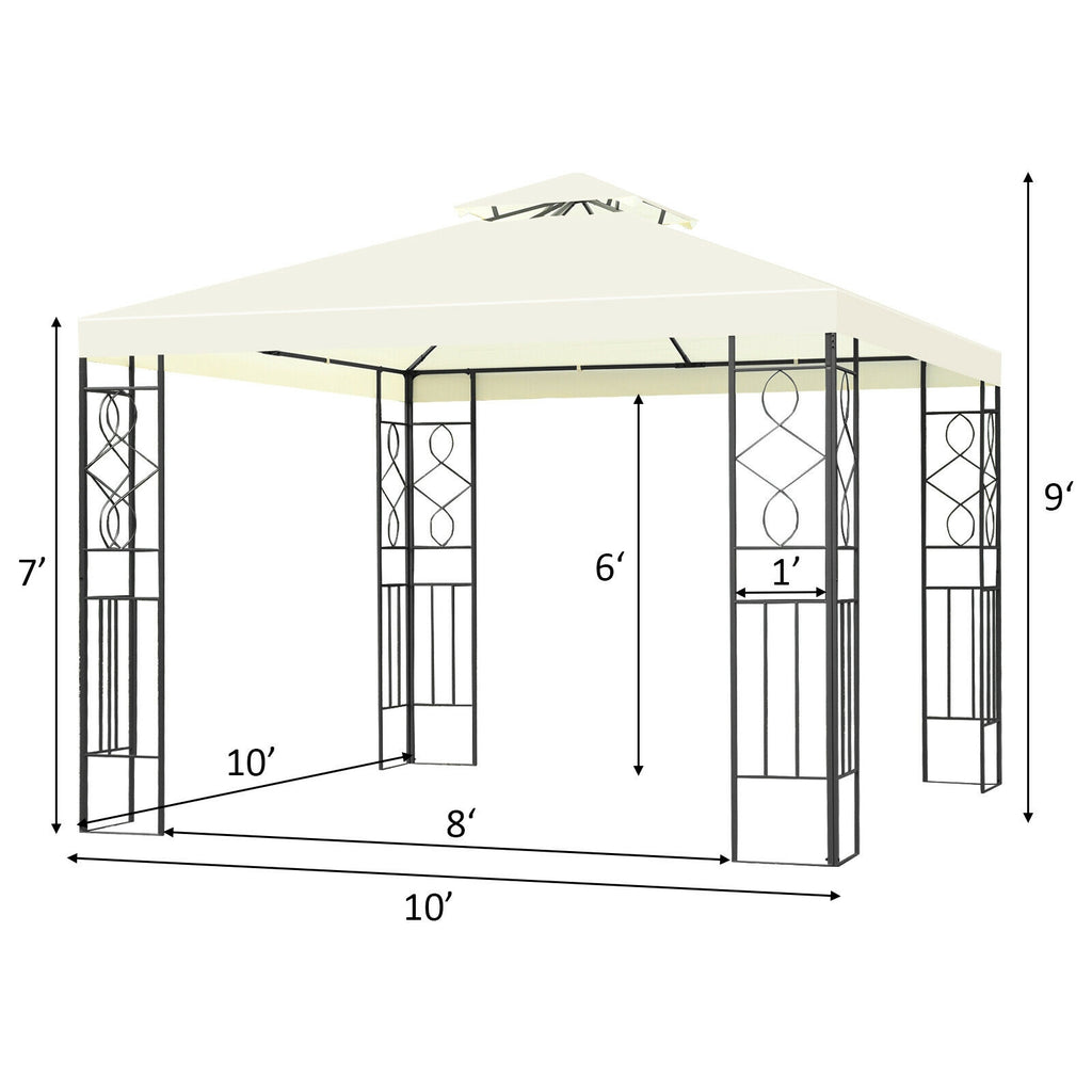 10x10 Patio Gazebo Canopy Tent - Double Roof 9ft Height