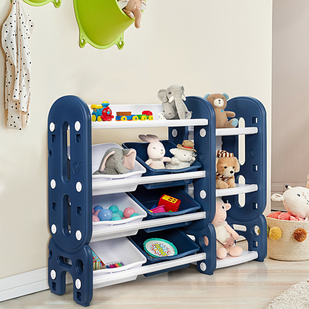 Kids Toy Storage Organizer with Bins & Multi-Layer Shelf - Blue