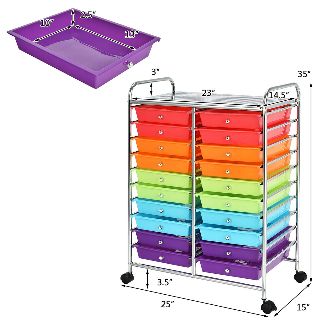 20-Drawer Rolling Storage Cart Organizer, Multicolor