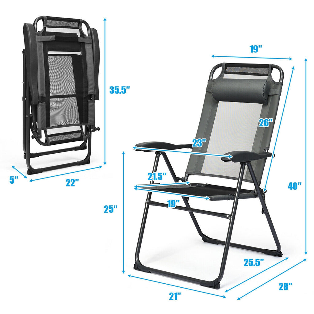 4 Pieces Patio Garden Adjustable Reclining Folding Chairs with