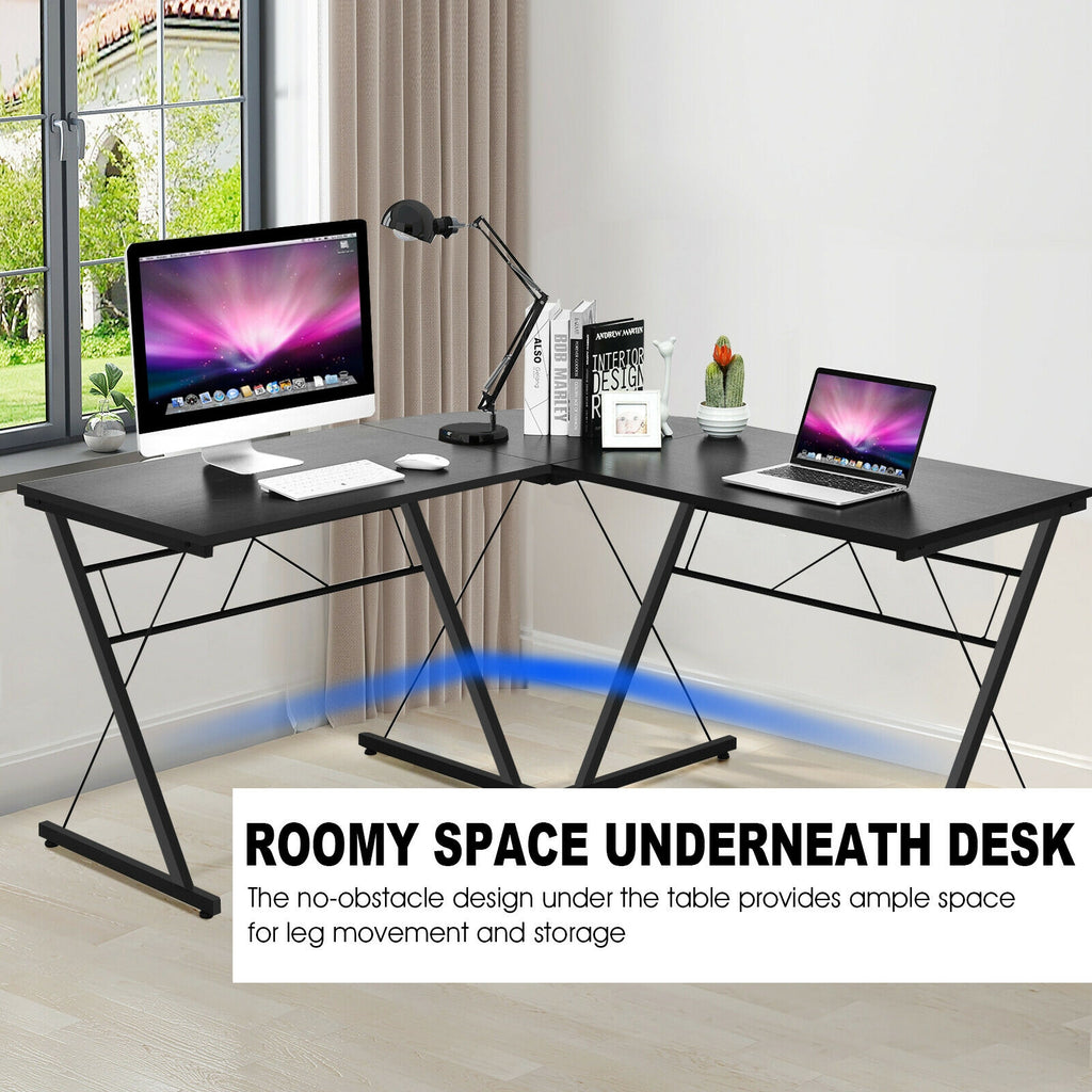 59 Inch L-Shaped Corner Computer Desk - Black