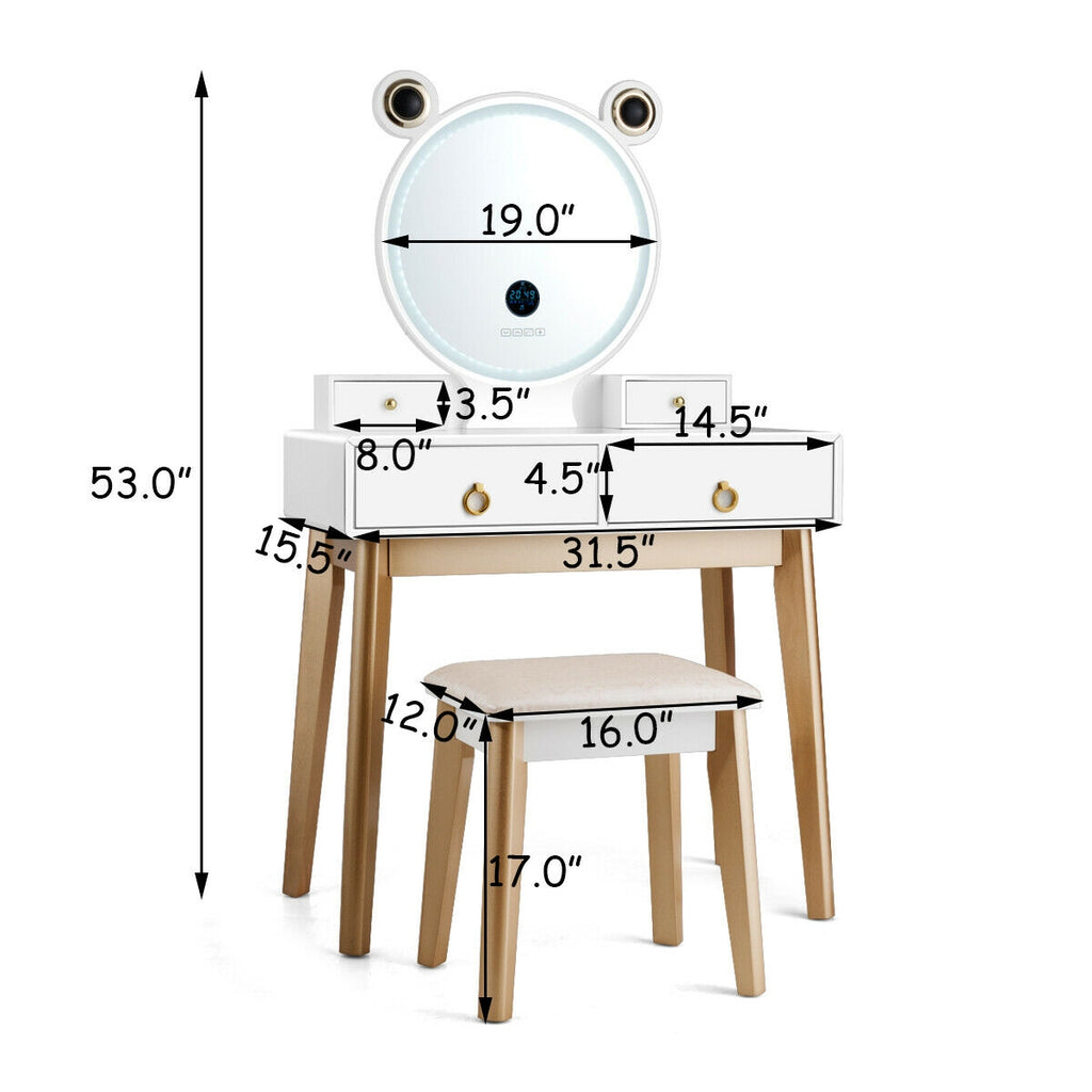 Lighted Vanity Set with Touch Screen Mirror and 4 Drawers