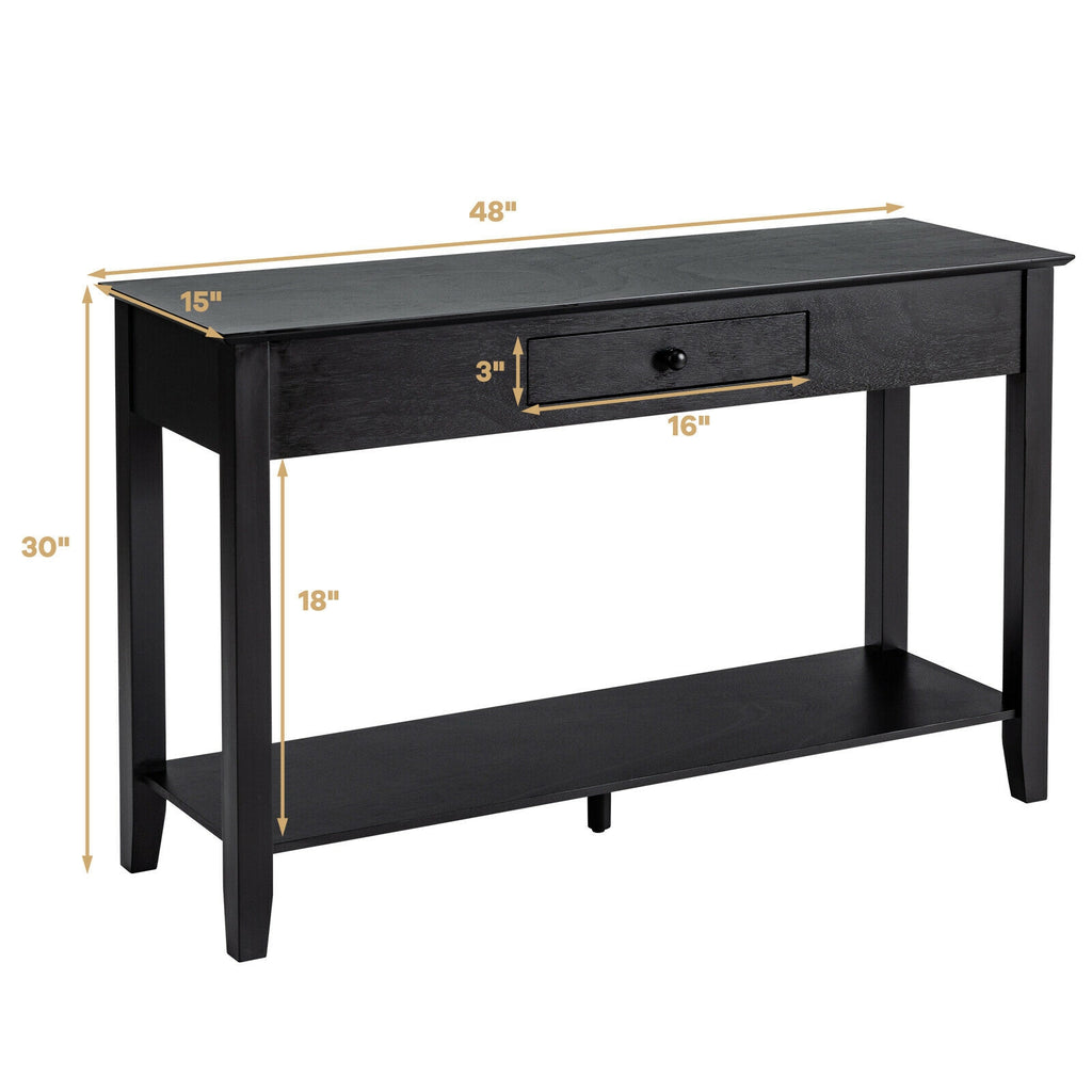 Console Sofa Table with Drawer Storage - Black
