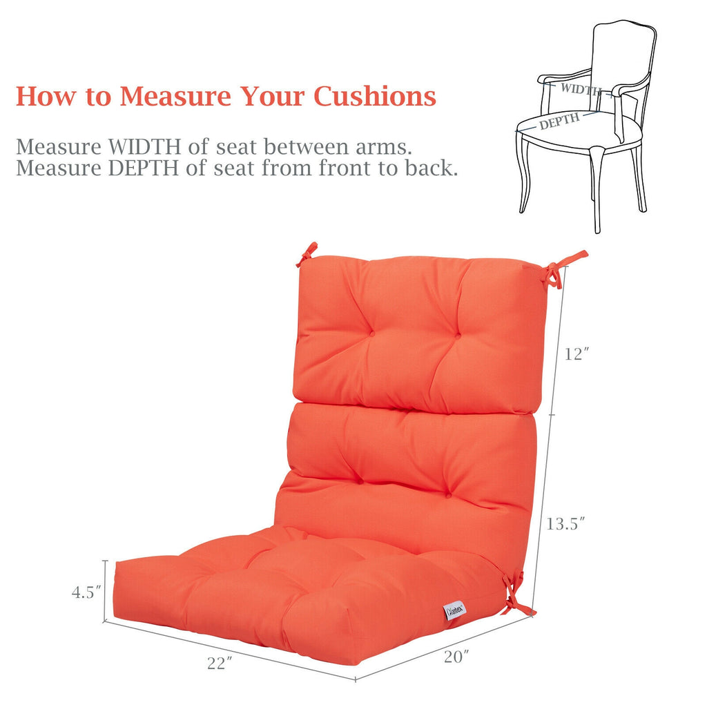 Tufted High Back Patio Chair Cushion - Orange