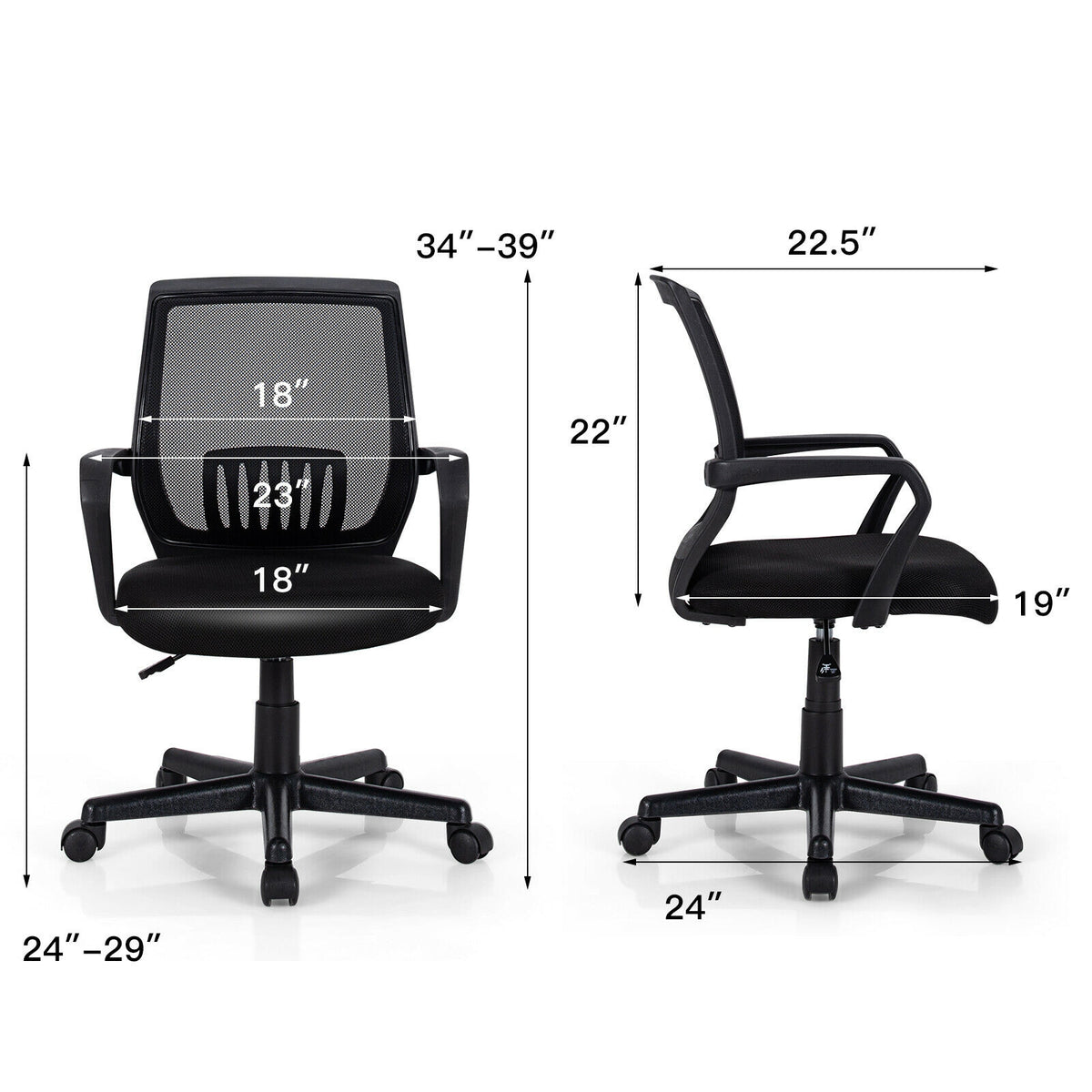 Mid-Back Mesh Executive Chair with Lumbar Support - B