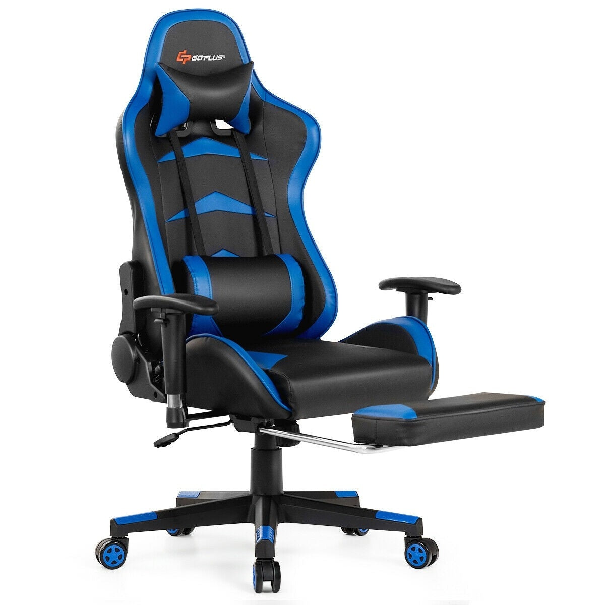 Adjustable Gaming Chair with Footrest, Black