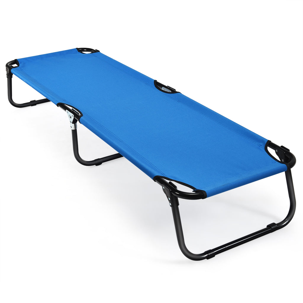 Folding Camping Bed - Blue, Elevated Design, Rust-Resistant