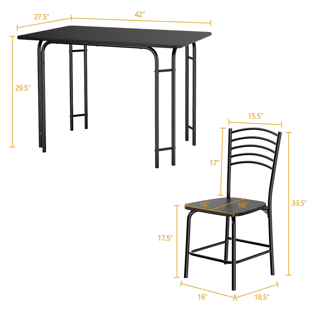 5-Piece Dining Table Set with 4 Chairs - MDF Table