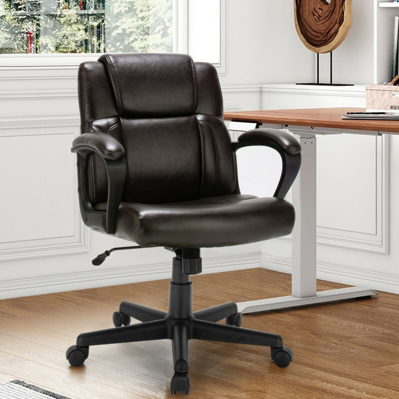 Adjustable Leather Executive Office Chair Computer Desk with Armrest