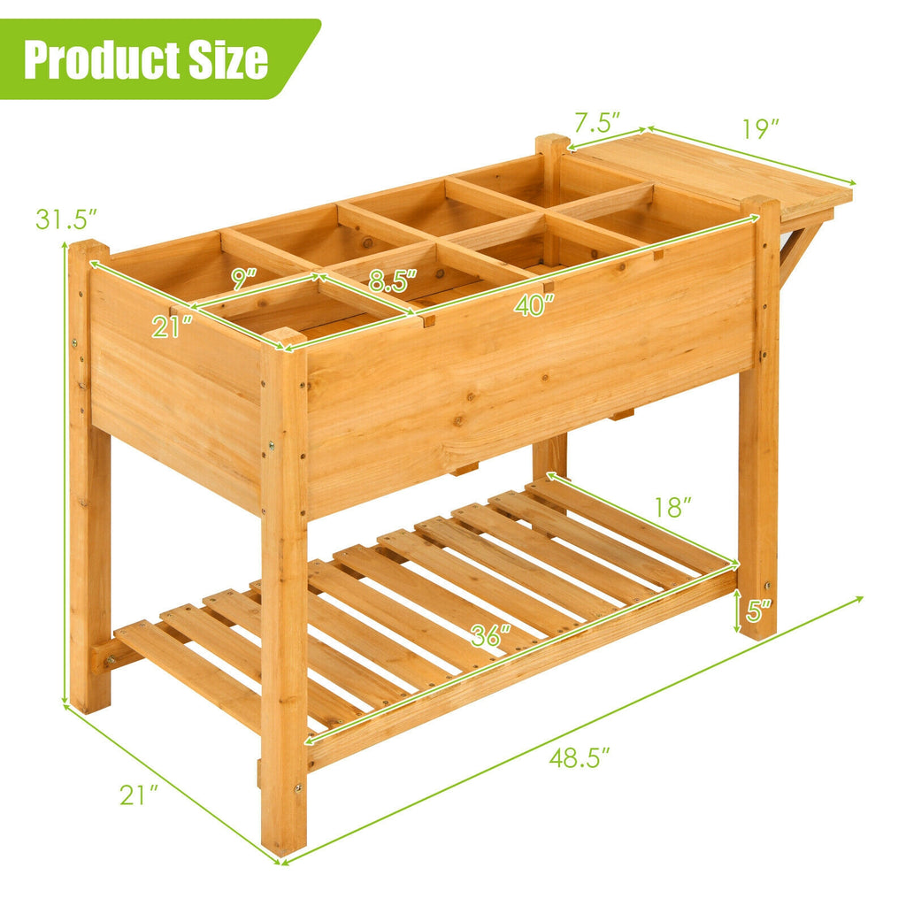 Elevated Planter Box Kit with 8 Grids & Folding Tabletop
