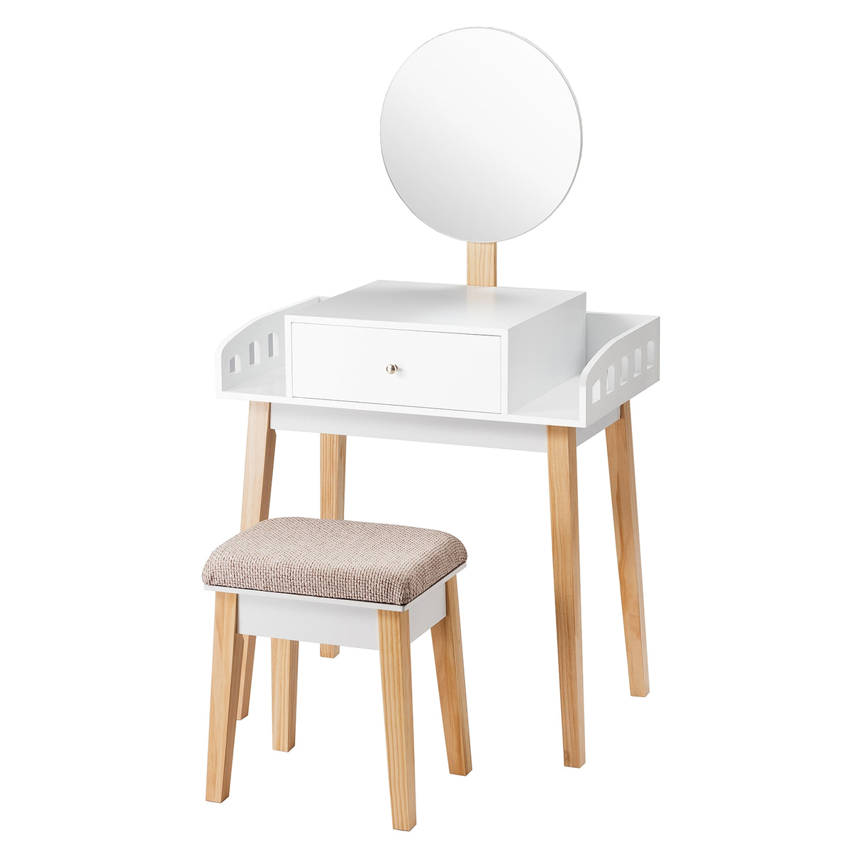Wooden Makeup Dressing Table with Mirror & Drawer