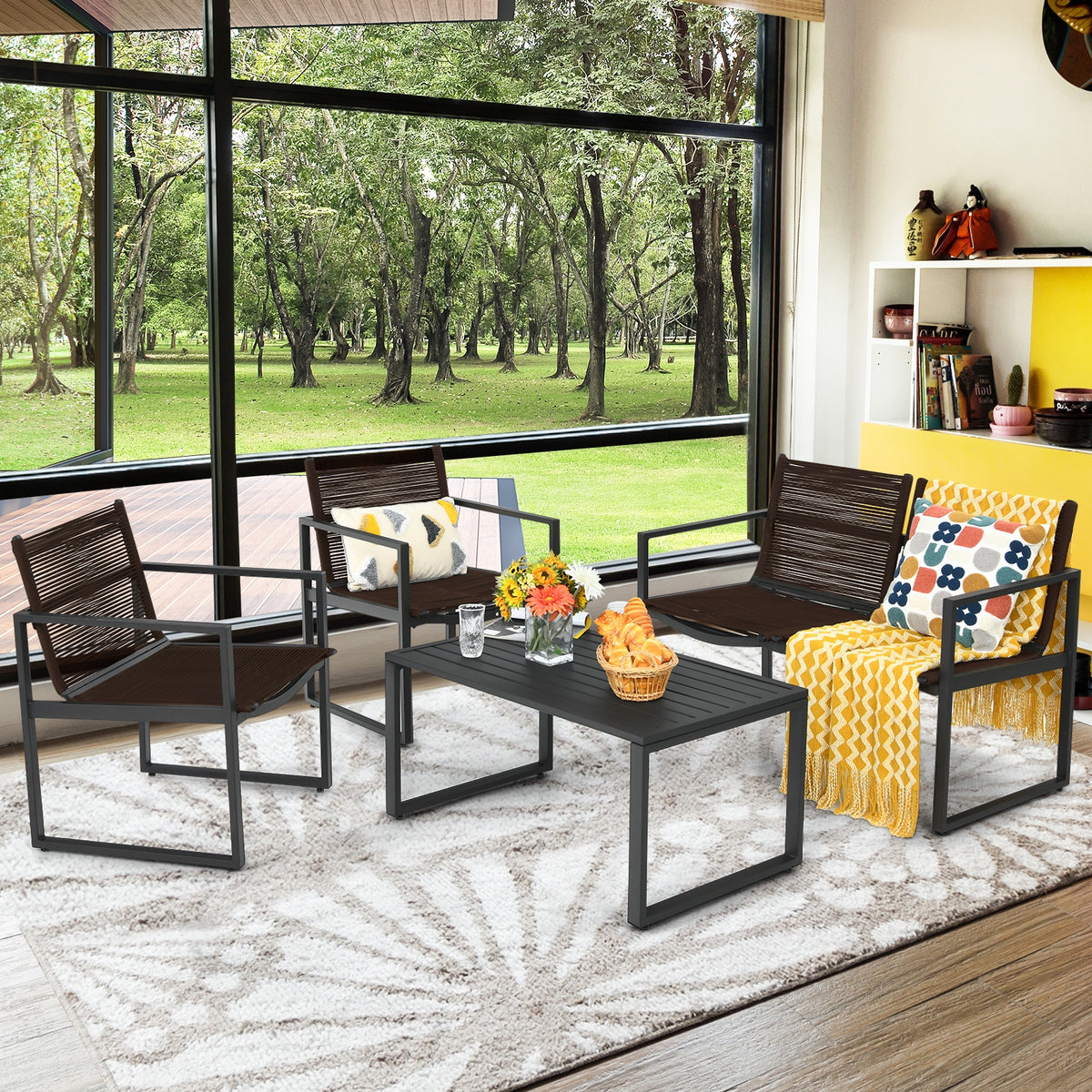 4-Piece Patio Conversation Set with Sofa & Loveseat