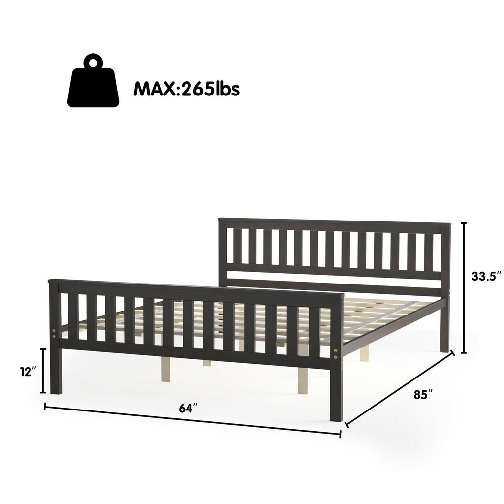 Wood Platform Bed with Headboard – Queen Size