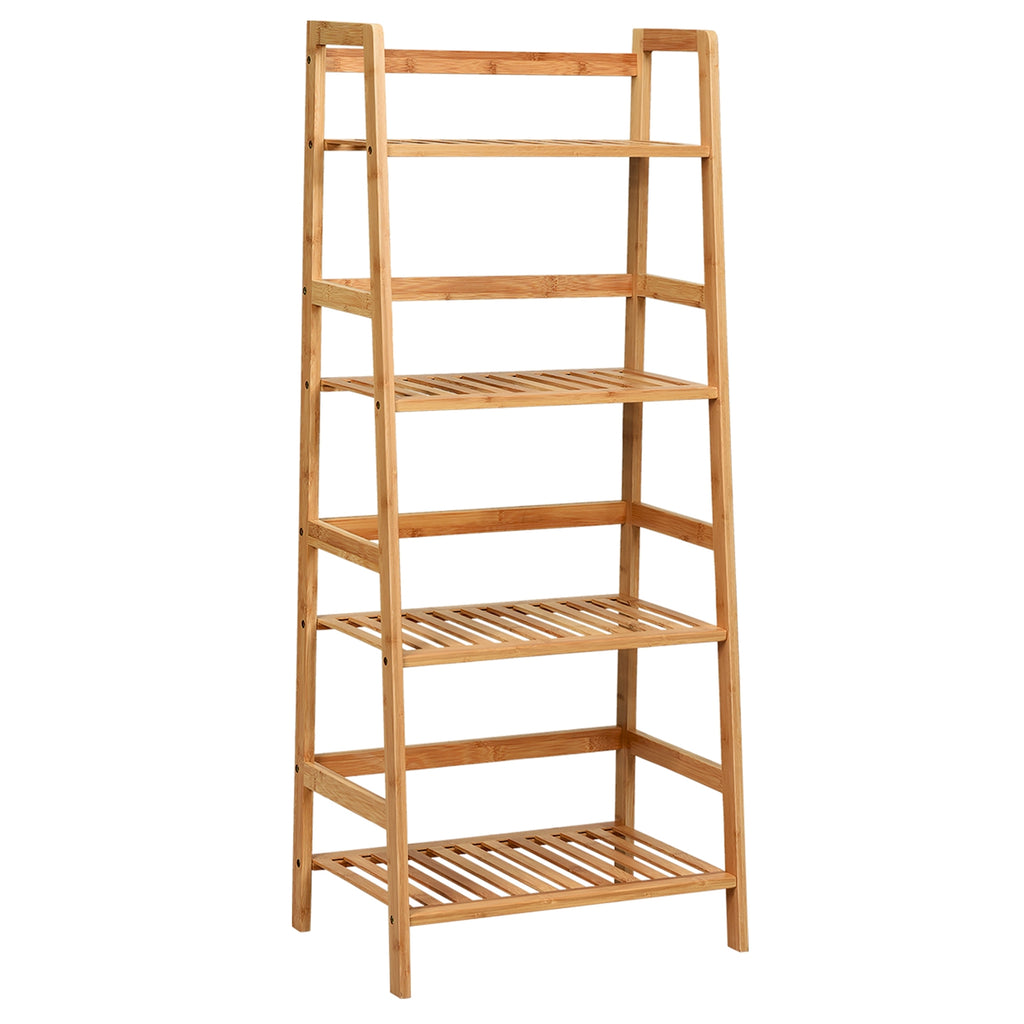 4-Tier Bamboo Plant Rack with Guardrails - Natural
