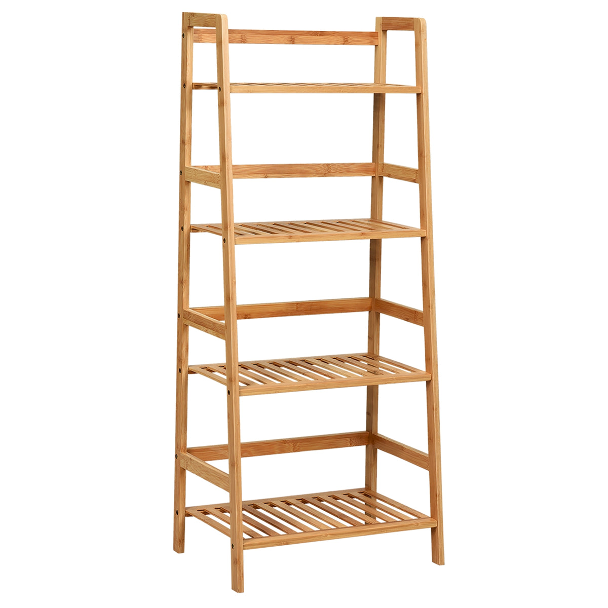 4-Tier Bamboo Plant Rack with Guardrails - Natural