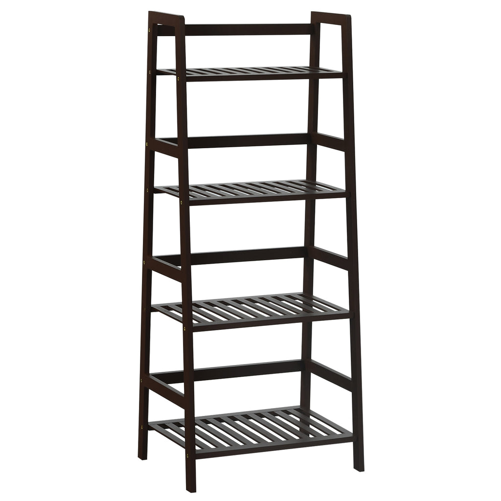 4-Tier Bamboo Plant Rack with Guardrails, Walnut