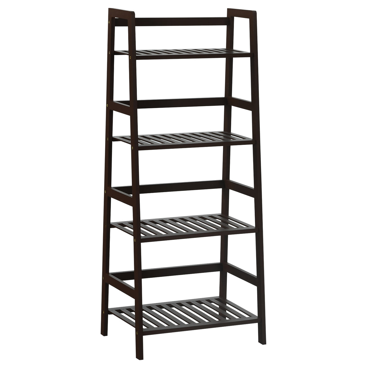 4-Tier Bamboo Plant Rack with Guardrails, Walnut
