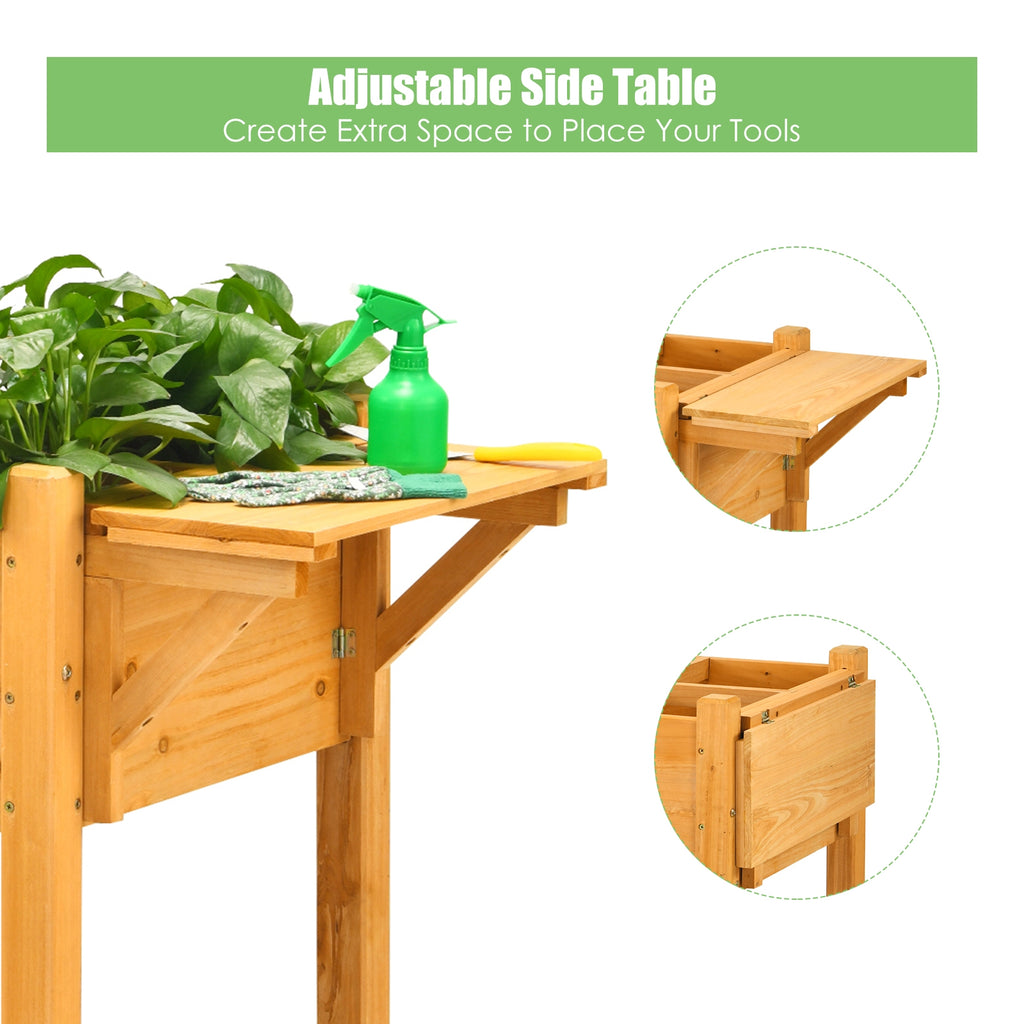 Elevated Planter Box Kit with 8 Grids & Folding Tabletop