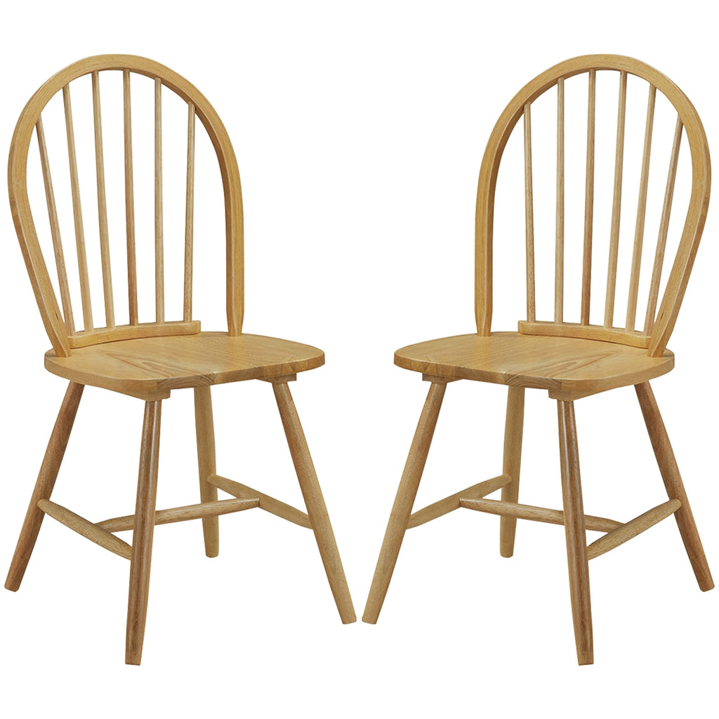 Vintage Wood Dining Chair Set of 2 - High Spindle Back, Black