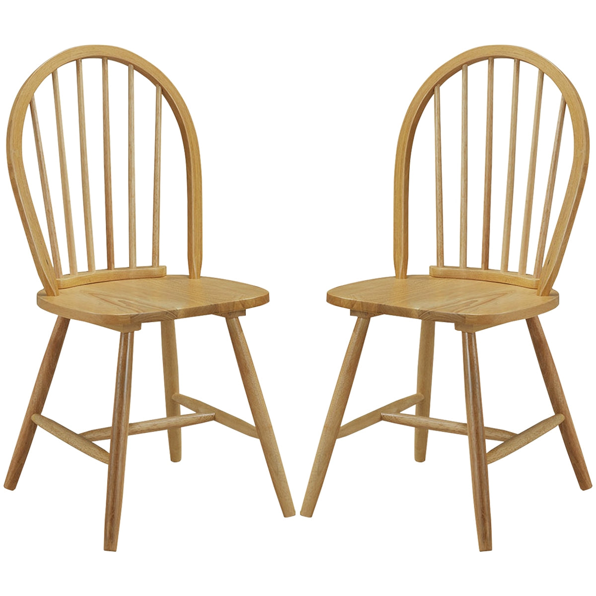 Vintage Wood Dining Chair Set of 2 - High Spindle Back, Black