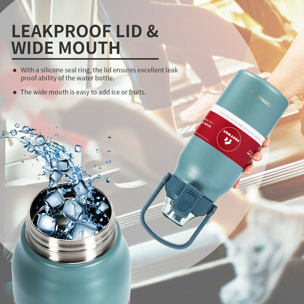 44oz Vacuum Insulated Leakproof Stainless Steel Sports Water Bottle