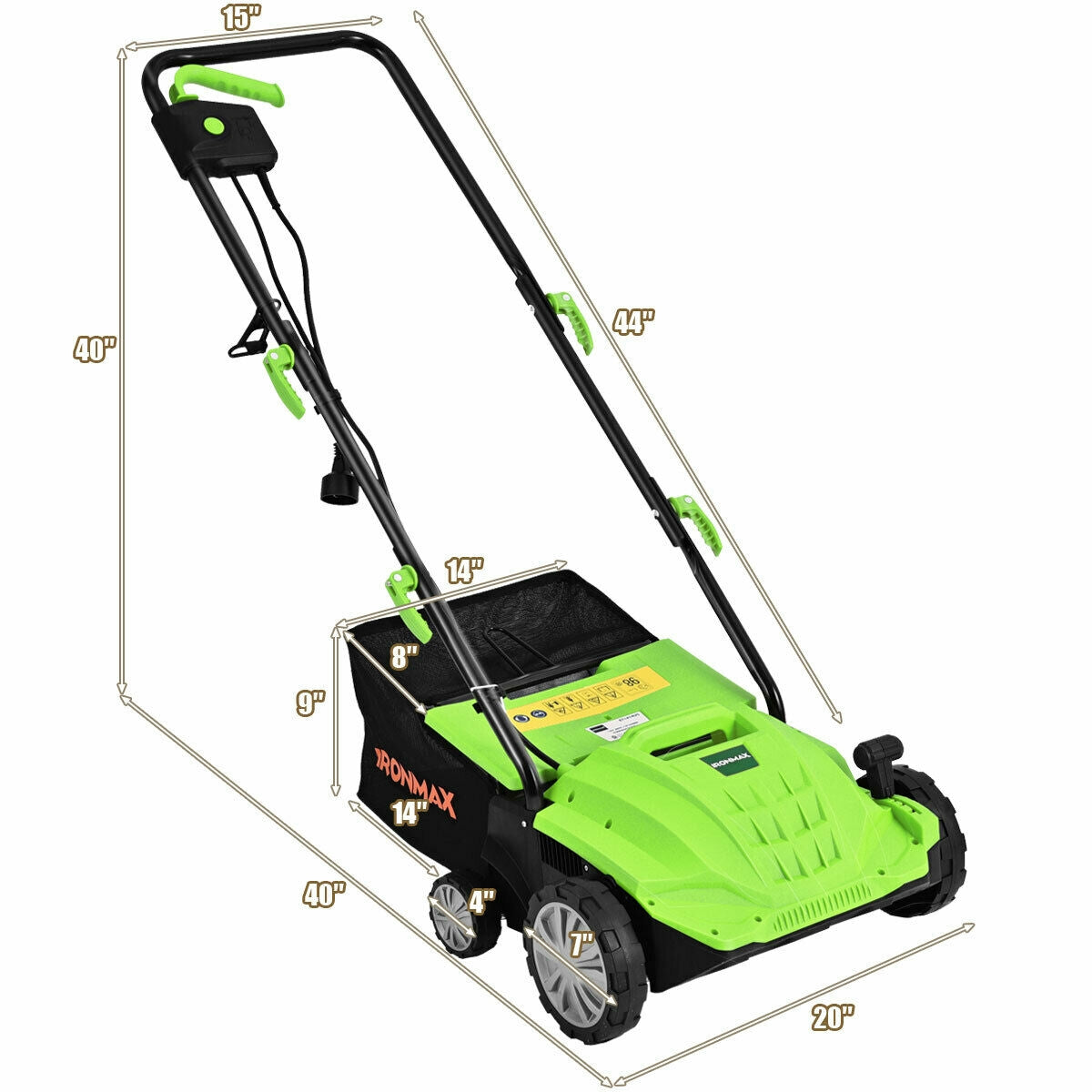 13 Inch 12 Amp Electric Scarifier with Bag - Green