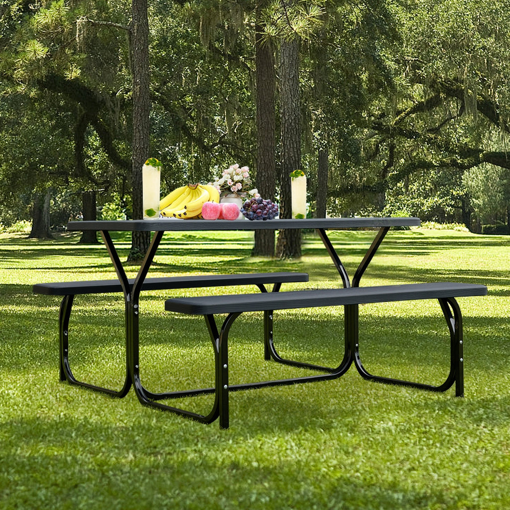 4.5 FT Outdoor Picnic Table Bench Set with HDPE Tabletop for 4-Person