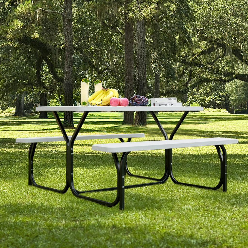 4.5 FT Outdoor Picnic Table Bench Set - White 28.5" x 54"