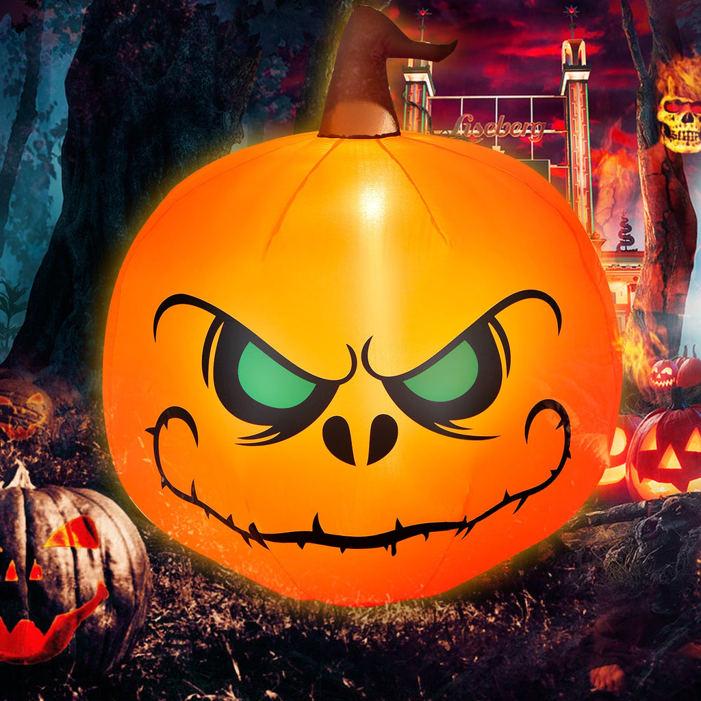 Halloween Inflatable Pumpkin with Built-In LED Light, 4 Feet Indoor Outdoor Decor