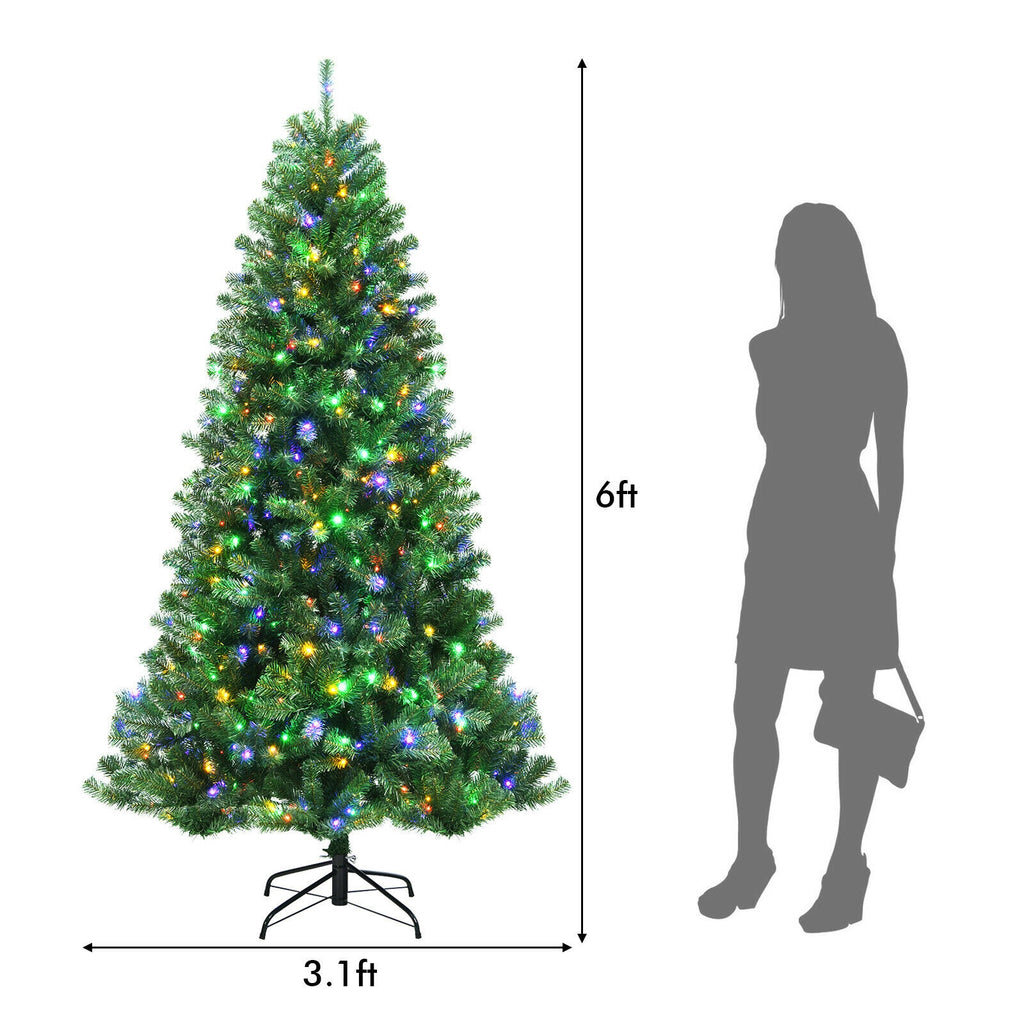6 Ft Artificial Christmas Tree with Remote Color-Changing LED Lights