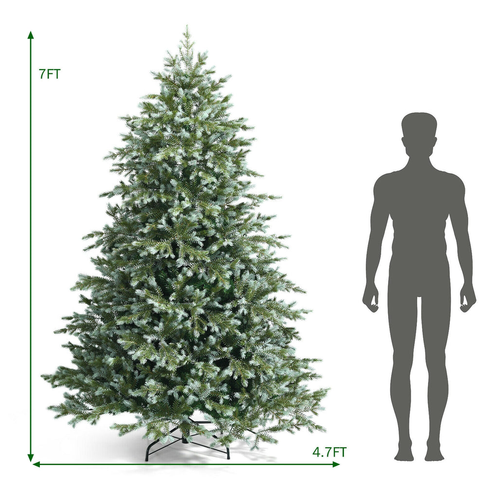 7 Ft Artificial Christmas Tree with 1260 Tips, Dense PE & PVC Branches, Space-Saving Hinged Design