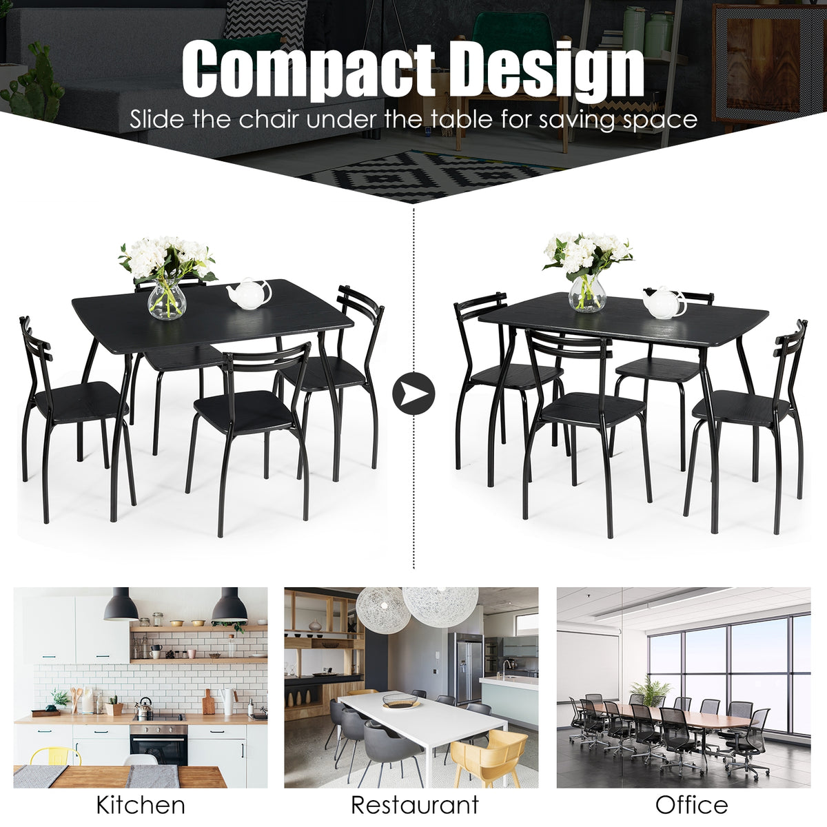 5-Piece Dining Table Set with 4 Chairs