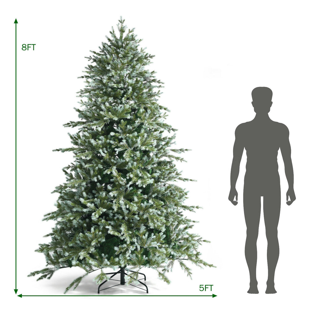 8Ft Hinged Artificial Christmas Tree with Dense PE PVC Tips & Metal Base