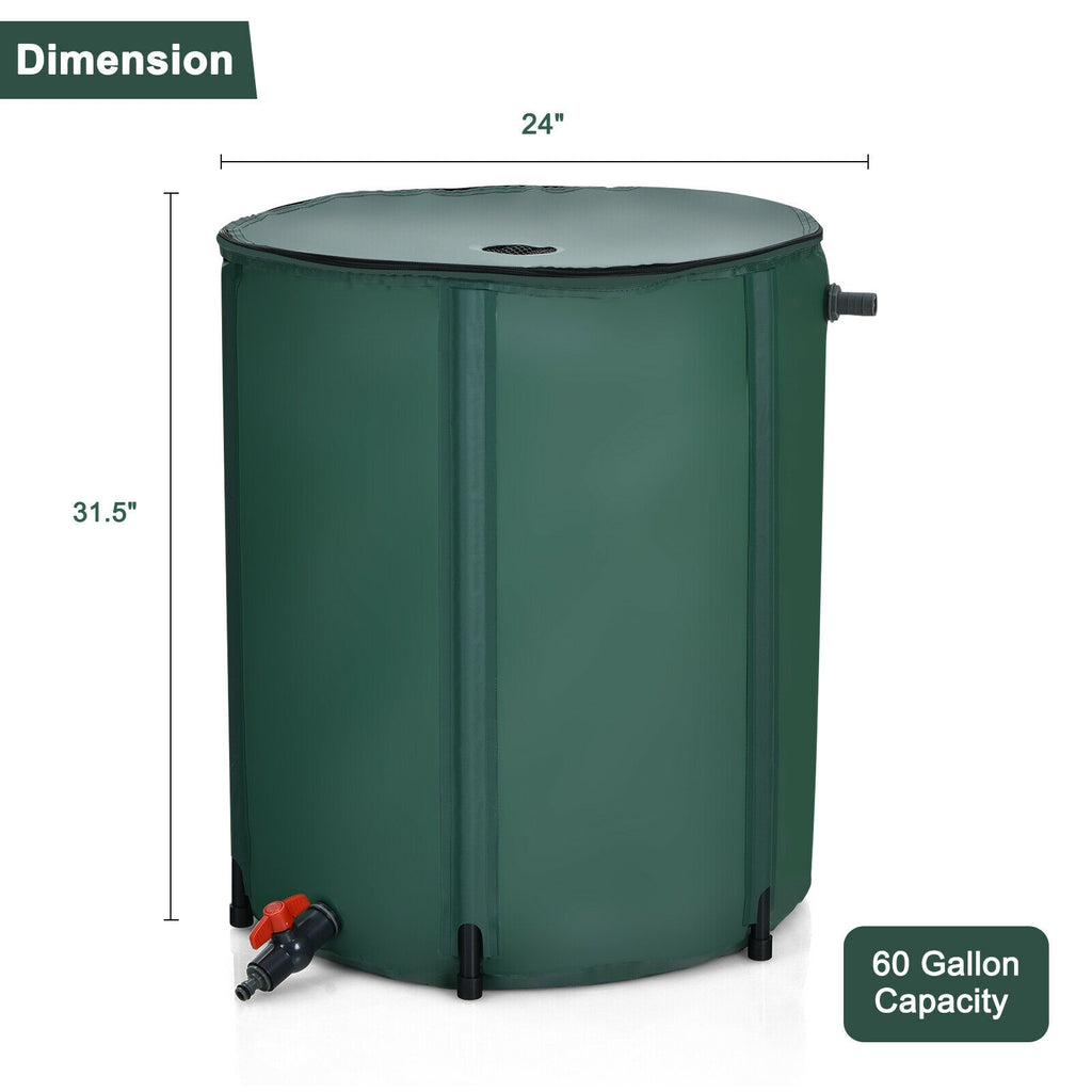 60 Gallon Portable Collapsible Rain Barrel Water Collector for