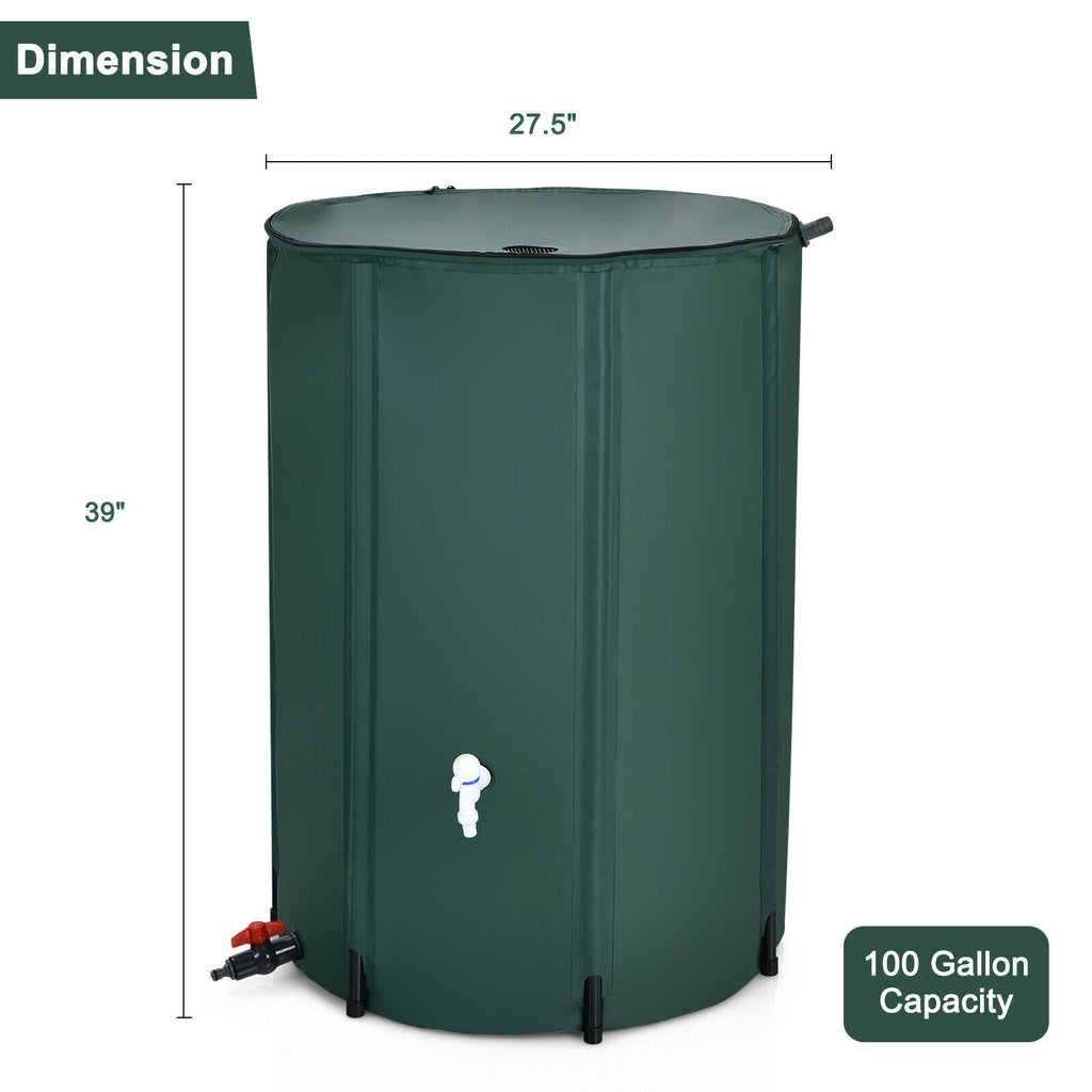 100 Gallon Portable Rain Barrel Water Collector Tank with Spigot