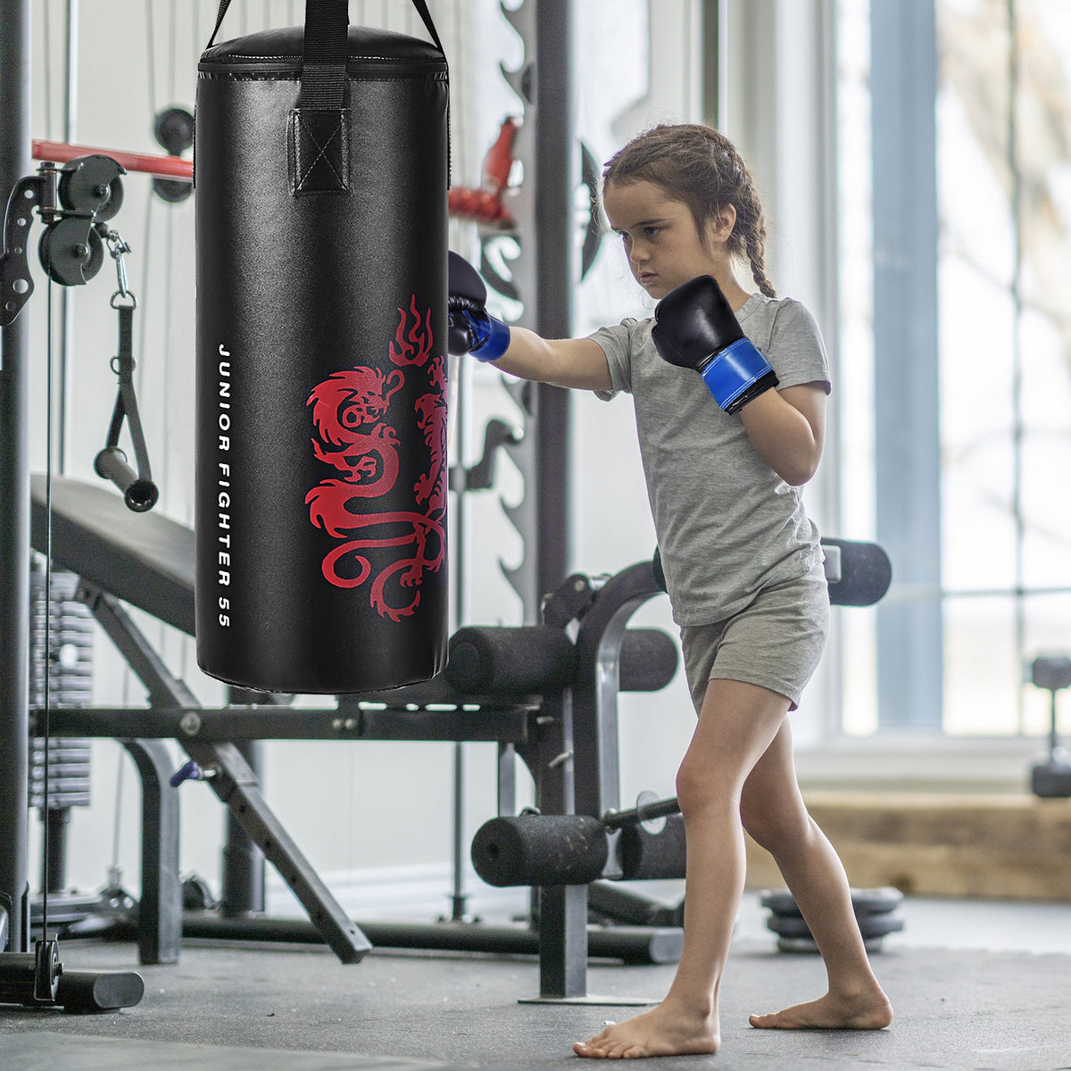 Kids Boxing & Skipping Rope Set with Punch Bag & Gloves - Teenager 24 Inch Variation