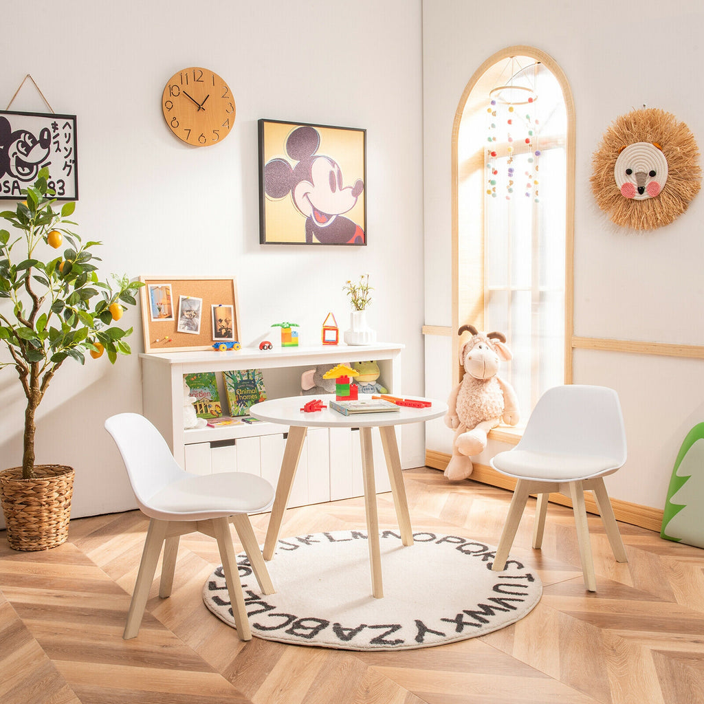 Kids Activity Play Table with Beech Legs and Cushions - White