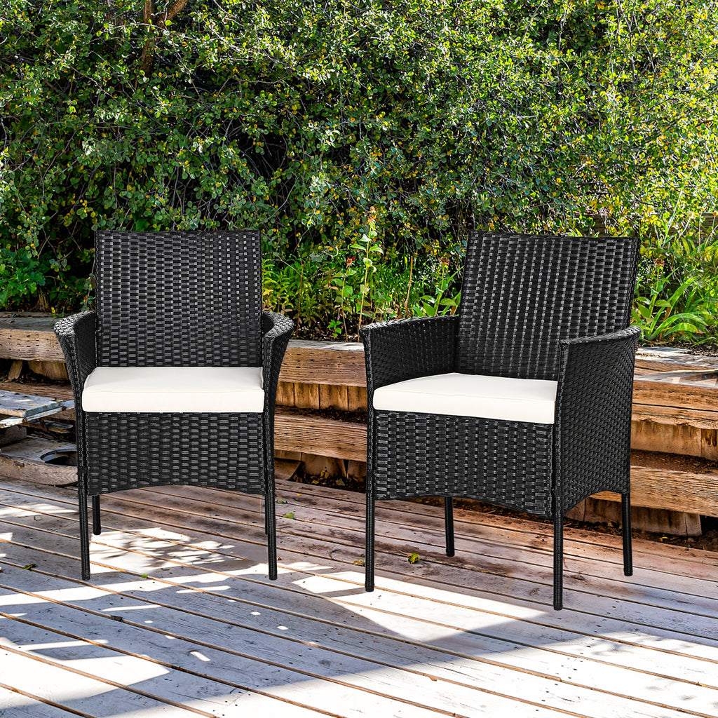 Patio Wicker Chairs Set of 2 with Cushions