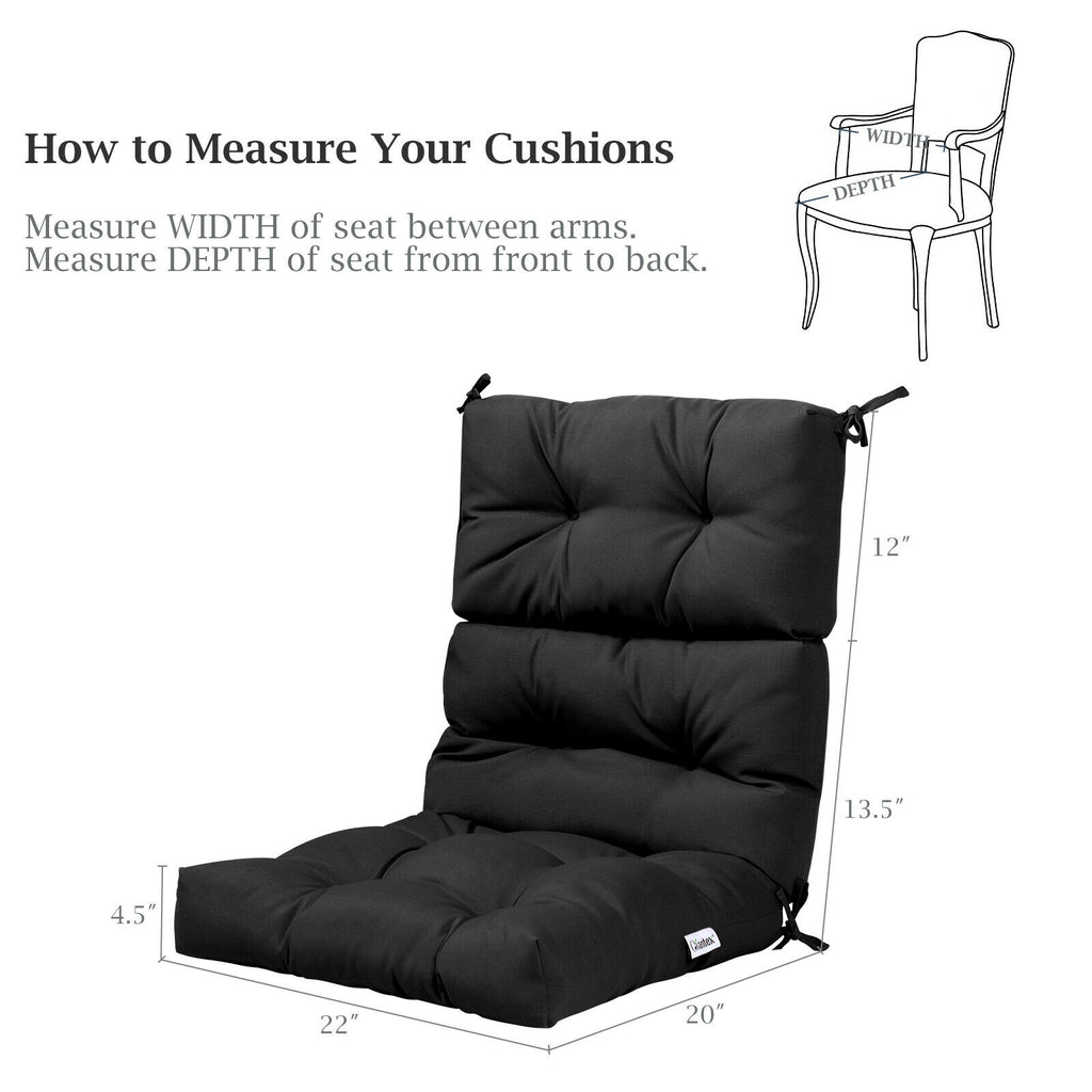 Tufted Patio High Back Chair Cushion with Non-Slip String Ties