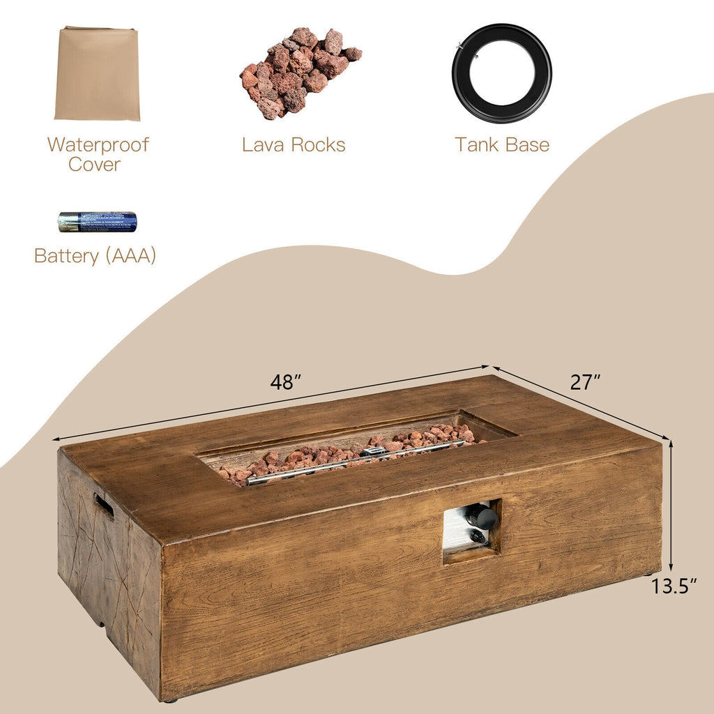48" x 27" Outdoor Gas Fire Pit Table, 50,000 BTU - Fire Pit Table