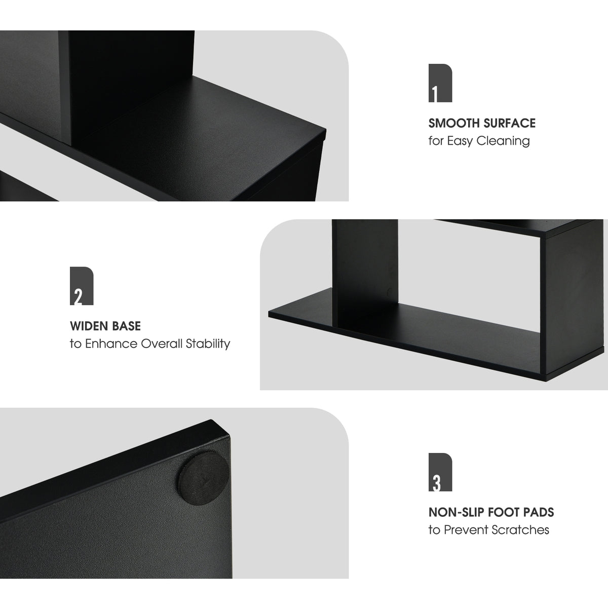 6-Tier S-Shaped Bookshelf - Black