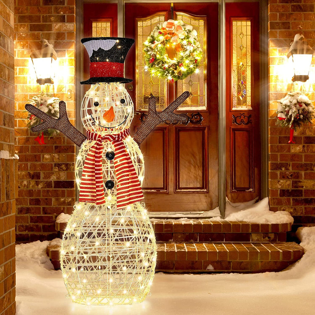 Indoor/Outdoor Christmas Snowman Lighted Decoration - Warm Light, 80 LEDs