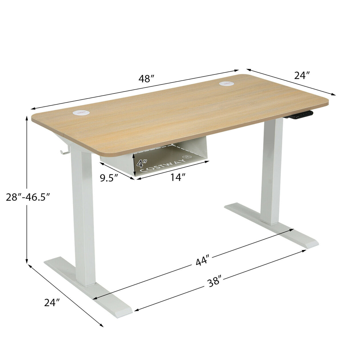 48-Inch Electric Standing Desk, Adjustable Height – Beige