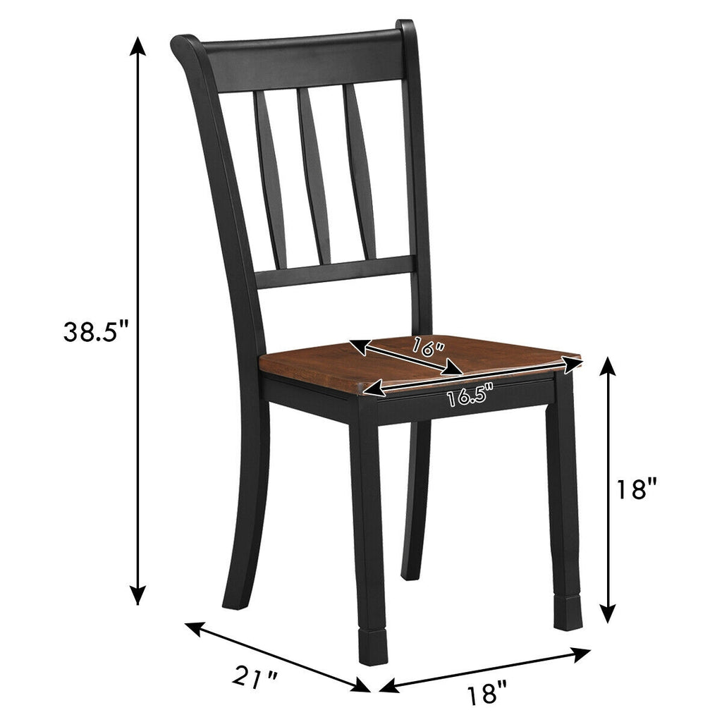 Solid Wood Spindle Back Dining Chairs - Style 2, Black