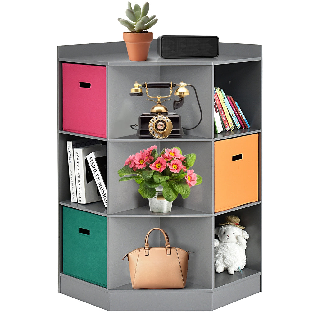 Kids Corner Storage Shelf with 3 Baskets - Gray, 3-Tier Children's Organizer