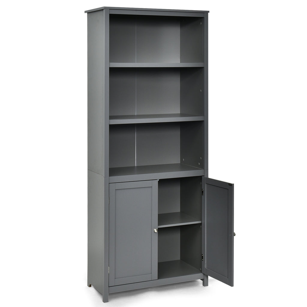 Standing Wooden Bookcase with 3 Tier Open Book Shelving and Double
