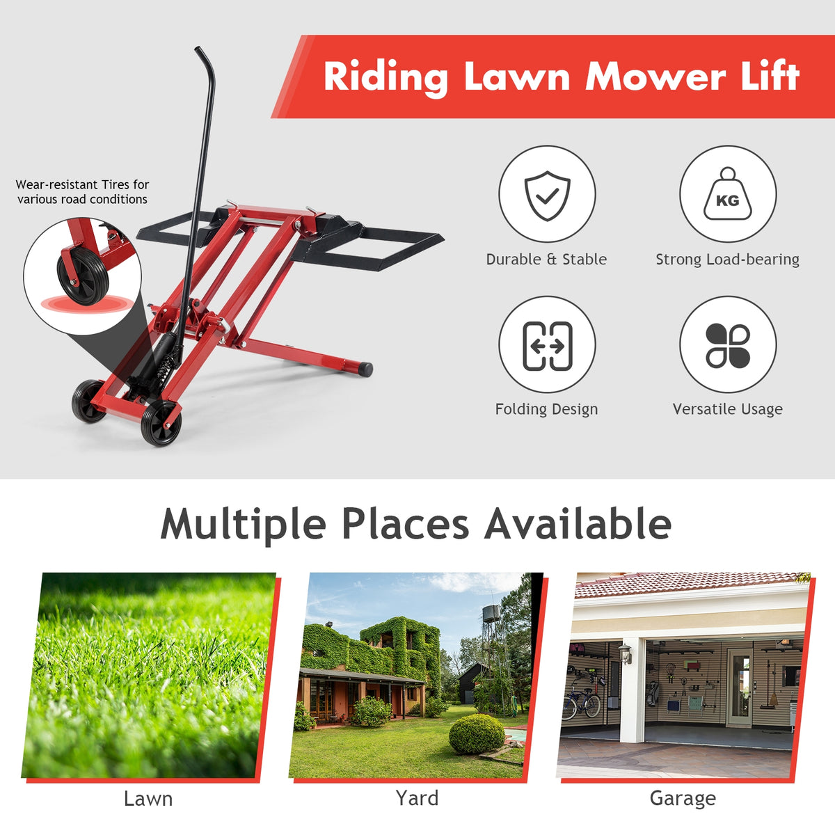 Hydraulic Lawnmower Lift Jack for Tractors and Zero Turn Riding Lawn