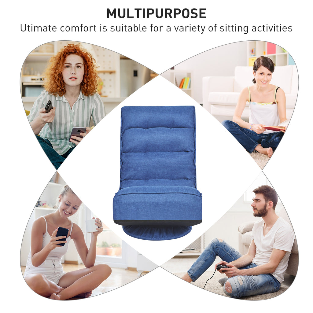 360-Degree Swivel Folding Gaming Chair - Navy